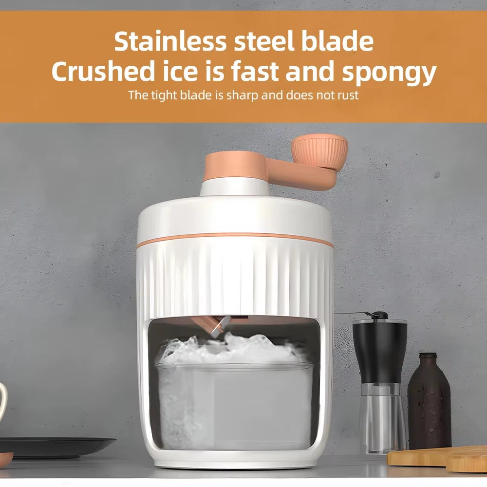 Shaved Ice Machine - Hand Crank Slushie Maker Machine with Ice Cube Tray Portable Snow Cone Machine with Stainless Steel Blades