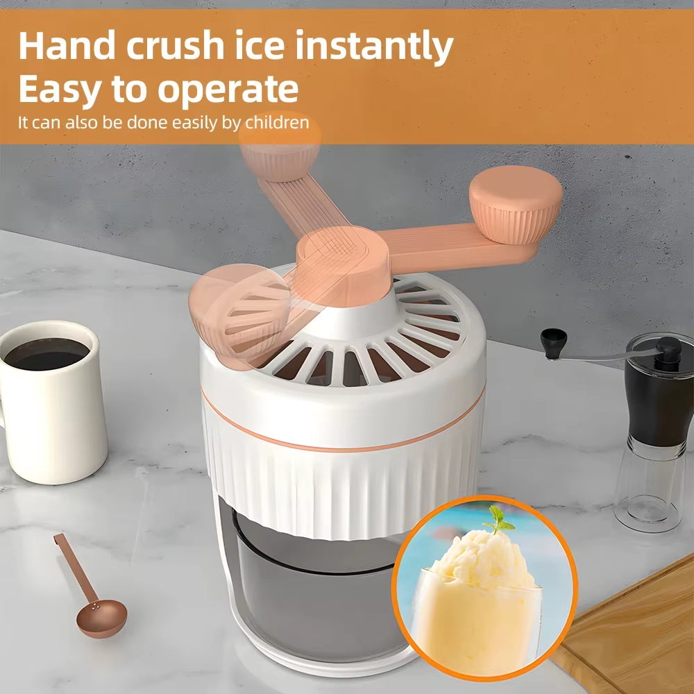 Shaved Ice Machine - Hand Crank Slushie Maker Machine with Ice Cube Tray Portable Snow Cone Machine with Stainless Steel Blades